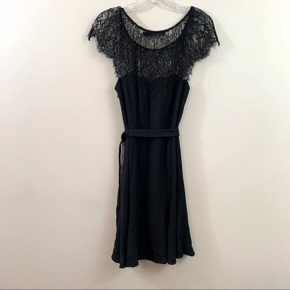 Polo Ralph Lauren Blue Label Belted Illusion Lace A-Line Black Dress - Picture 7 of 7